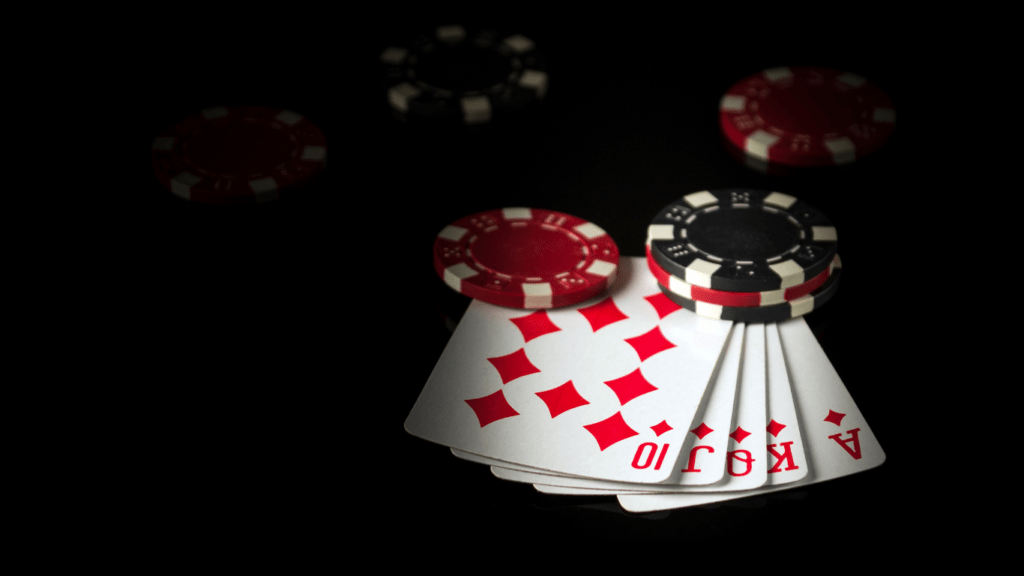 Playing cards and casino chips 
