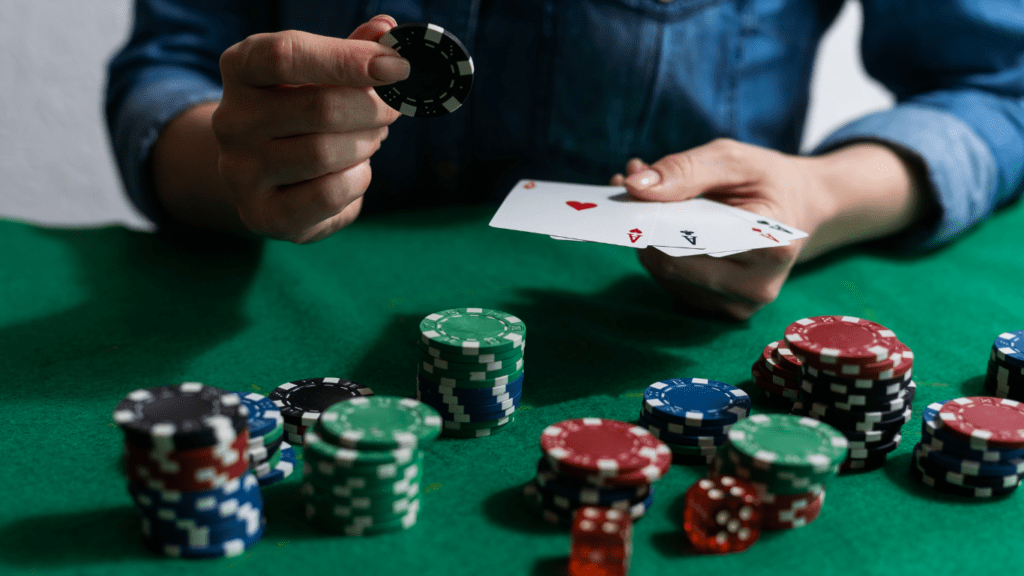 Playing cards and casino chips