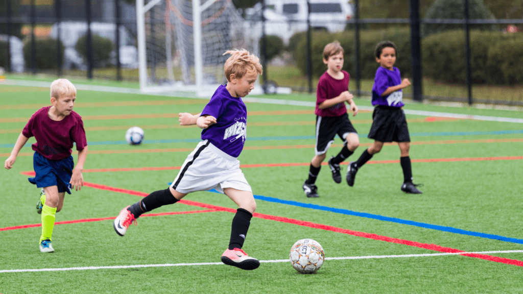 Kids playing soccer