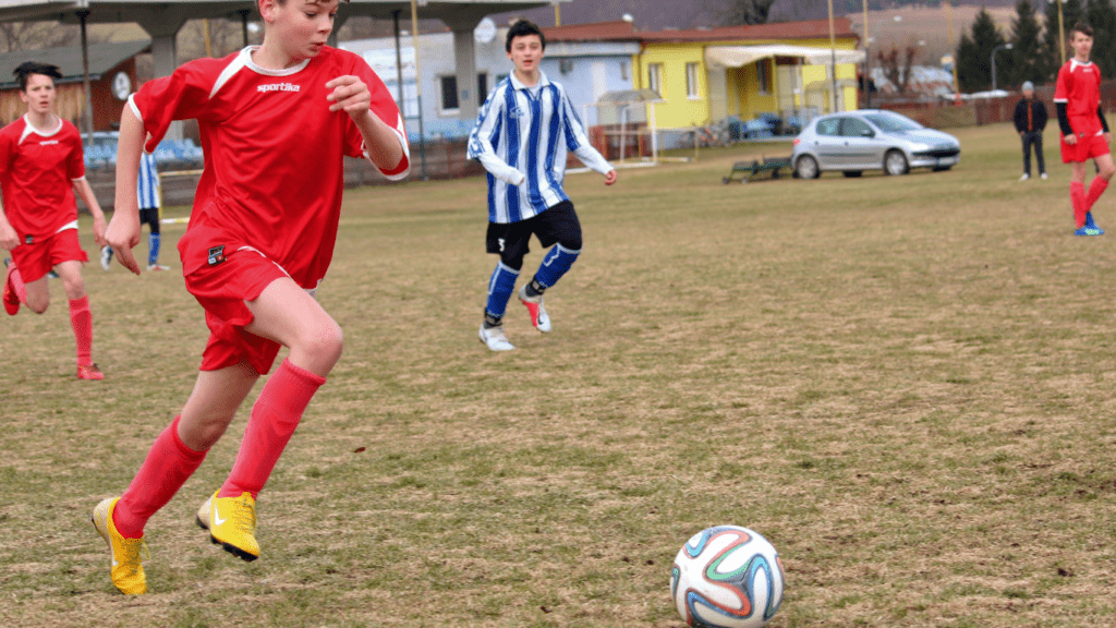 Boys playing soccer