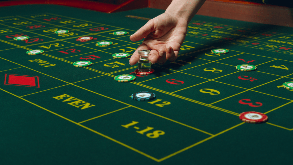 Roulette table with chips